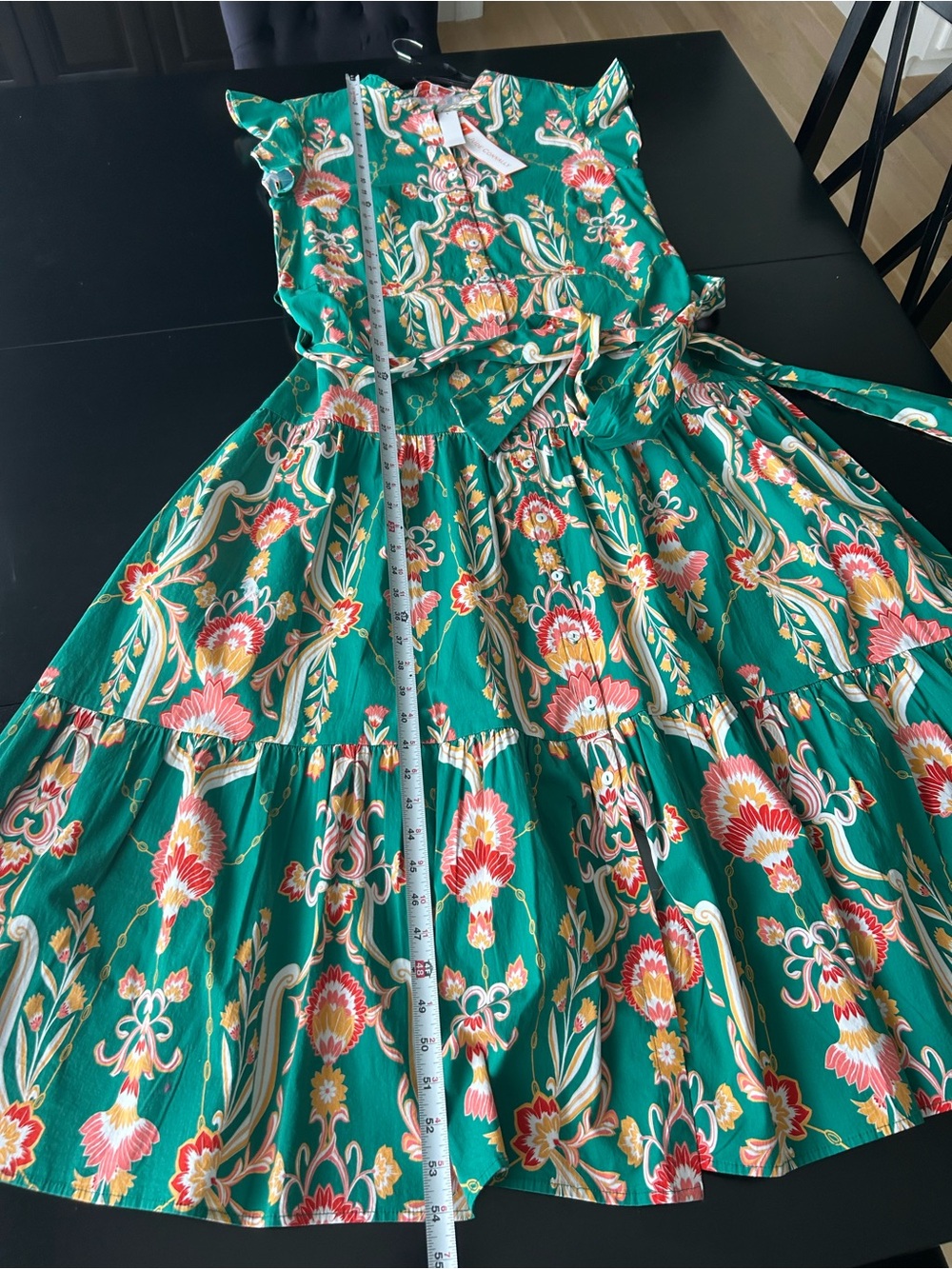Jude Connally Mirabella Midi Dress Size L Green Floral Belted NWT - Picture 2 of 16